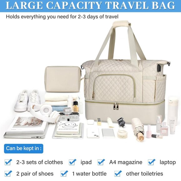 Brand New Large Size Travel Gym Sports Bags With Wet Pocket Waterproof With USB/ - Picture 9 of 9